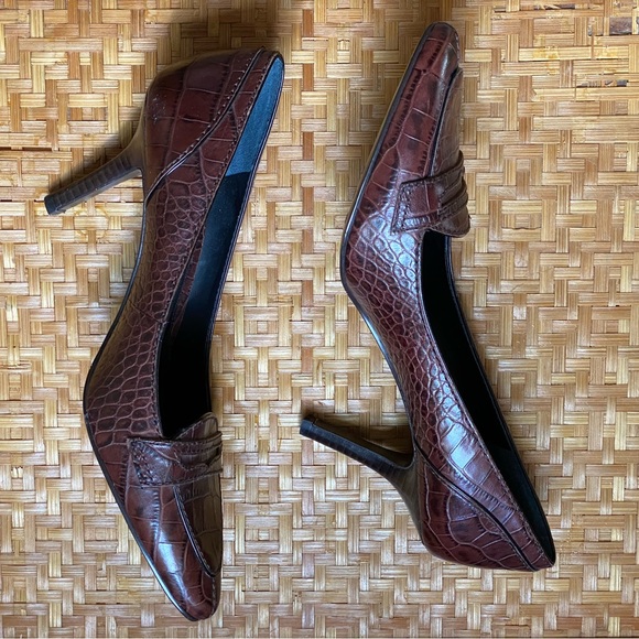 Enzo Angiolini Leather Heels Brown Size 6 Not Worn - Picture 3 of 4